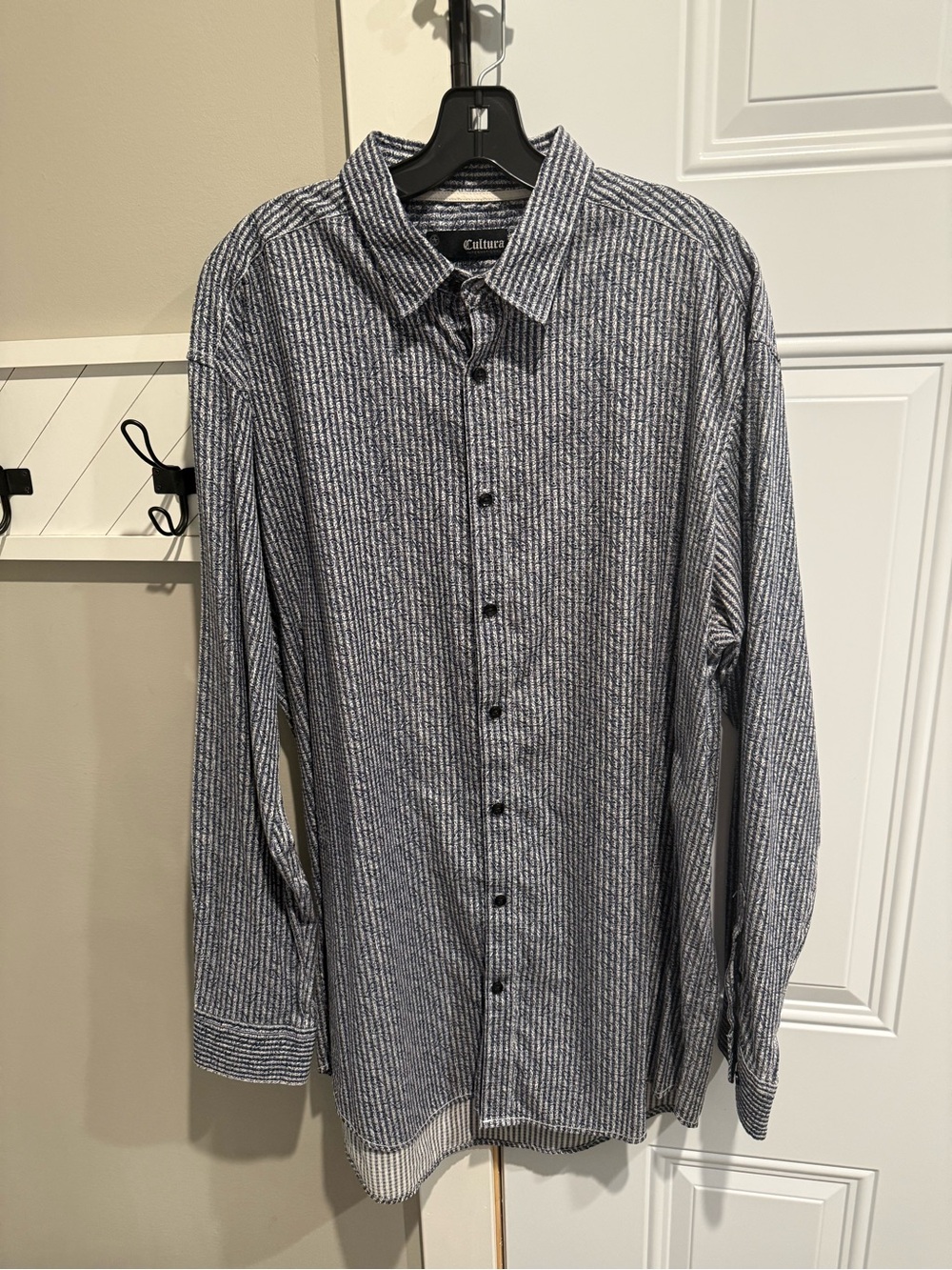 Cultura Navy & White Striped Casual Button-Down Shirt
